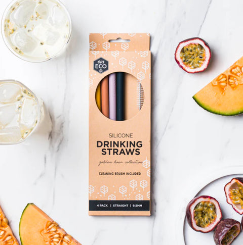 Ever Eco - Silicone Straws Straight 4 Pack (Golden Hour)