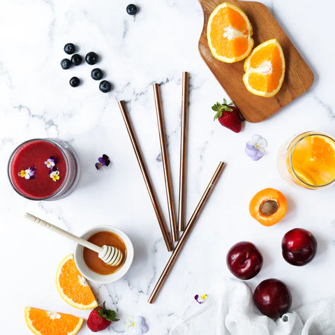Ever Eco - Rose Gold Straws Straight 4 Pack