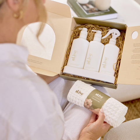 Al.ive - The Retreat Kitchen Trio & Towel Gift Set - Lemon Mrytle & Honeydew