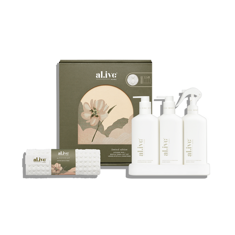 Al.ive - The Retreat Kitchen Trio & Towel Gift Set - Lemon Mrytle & Honeydew